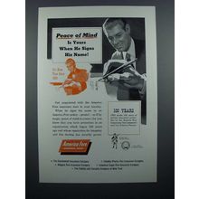 1953 America Fore Insurance Ad - Peace of Mind