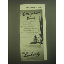 1945 The Lombardy Hotel Ad - Distinguished Dining