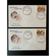 Gabon 1988 Mi. A-B 1026 FDC 1er Jour Coquillages Shells Meeresschnecken RARE !