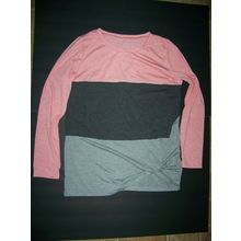 Women's Top Long Sleeve Color Block Twist Knot Loose Fitting by Soulomelody MED