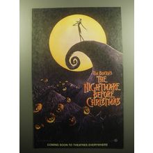 1993 Tim Burton's The Nightmare before Christmas Movie Ad - Coming Soon