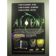 1993 LJN Alien 3 Video Game Advertisement - 3 times the suspense