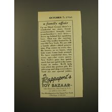 1961 Rappaport's Toy Bazaar Advertisement - A family affair