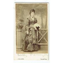 Victorian cdv photo young woman standing Sally Barrington Taunton photographer