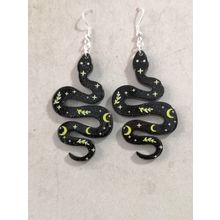Black Snake Earrings Celestial Serpent Dangle/Drop Sparkly Goth Witchy