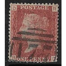 GB 1858 QUEEN VICTORIA 1d RED PLATE 115 OF USED SG43 / 44 "RD"