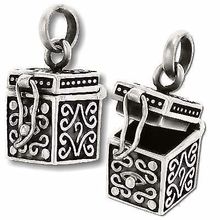 Sterling Silver Ornate Oxidized Prayer Poison Box