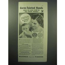 1933 Kleenex Tissues Ad - Germ-Tainted Hands