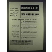 1946 Linde Air Products Ad - Fabricators Need Steel