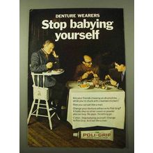 1971 Poli-Grip Denture Cream Ad - Stop Babying