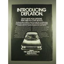 1976 Audi 100LS Car Ad - Introducing Deflation