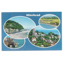 multiview, MINEHEAD, SOMERSET used postcard Colourmaster c. 1985 postmark =