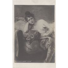 Glamour Sexy Lady Tabby Cat with Stuffed Tiger Head Taxidermy Postcard