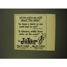 1961 The Joker Movie Advertisement - All the critics go wild about The Joker