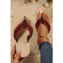 Fiery Red Woven Strap Flat Flip Flops