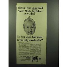 1952 Swift's Meats Baby Food Ad - Mothers Who Know