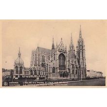 Ostende Cathedrael St Pierre Paul Church Belgium Old Postcard