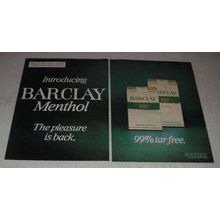 1981 2-page Barclay Menthol Cigarettes Ad - The Pleasure