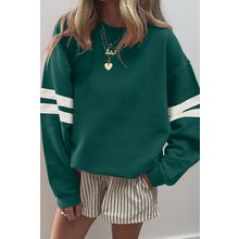Evergreen Varsity Striped Detail Drop Shoulder Oversized Sweatshirt