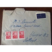 Poland 1948 Cover 3 Dr I Lominski (microbiologist) Glasgow Krakow Warsaw