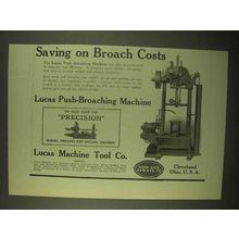 1922 Lucas Push-Broaching Machine Ad - Saving Costs
