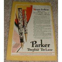 1929 Parker Duofold DeLuxe Pen Ad - Stylish, Efficient!