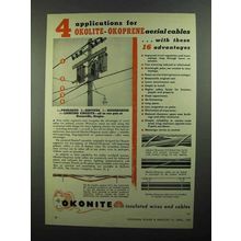 1950 Okonite Okolite-Okoprene Aerial Cable Ad