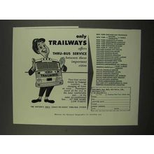 1955 Trailways Bus Ad - Thru-Bus Service Between Cities