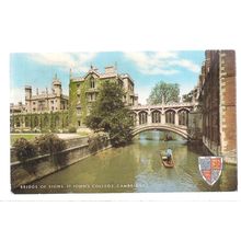 BRIDGE OF SIGHS, ST. JOHN'S COLLEGE, CAMBRIDGE used vintage postcard 1977 pm =