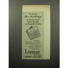 1951 Lambert Brothers Bracelet Charm Ad - It's always her Birthday!