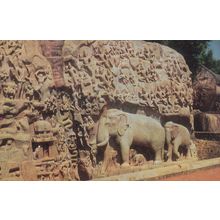 Majabalipuram Penance Indian Wall Statues 1970s Postcard