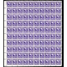 807, MNH 3¢ Misperforated Freak Error - Sheet of 100 Stamps .. Stuart Katz