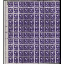 807, MNH 3¢ Misperforated Freak Error - Sheet of 100 Stamps ** Stuart Katz