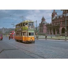 Glasgow Post WW2 Built Coronation Tram at Art Museum in 1962 Postcard