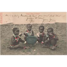 Young Zulus At Dinner African Children Old Postcard