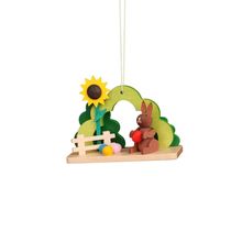 11-0607 - Christian Ulbricht Ornament - Rabbit With Sunflower - 2,25"H x 2.8"...