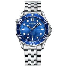 BINBOND B2820 Luminous 30m Waterproof Men Sports Quartz Watch, White Steel Black