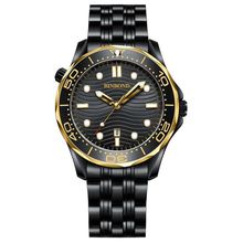 BINBOND B2820 Luminous 30m Waterproof Men Sports Quartz Watch, White Steel Black