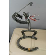 Metal Art Decor Horse Shoe Figurine Cowboy Playing Golf