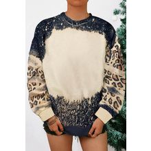 Black Tie Dye Leopard Drop Shoulder Sweatshirt