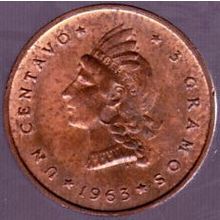 1963 Dominican Republic 1 Centavo Coin