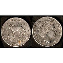 Australia Twenty Cents 2001 Used Coin 20c Federation Tasmania Map QE II
