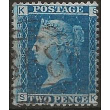 1858 SG45 2d Blue Plate 8 Fine Used “SK” ..