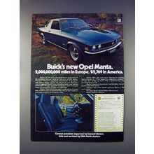 1972 Buick Opel Manta Car Ad - Over 2 Billion Miles!
