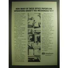 1974 Pitney Bowes Ad - How many of these office paperflow operations
