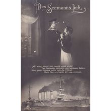 Des Seemanns Lieb Antique German Ship Leaving Harbour Sailor Military Postcard