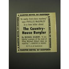 1955 Harper Book Advertisement - The Country-House Burglar by Michael Gilbert