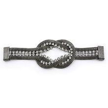 Mesh Bracelets w/ Rhinestone Linear - Hematite - BR-MCB155HEMA