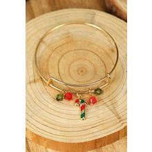 Gold Christmas Candy Cane Beading Pendant Bracelet