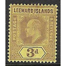 LEEWARD ISLAND EDVII 1907-11 WATERMARK MULTI-CROWN CA 3d MINT HINGED SG41